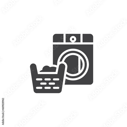 Washing machine and laundry basket vector icon