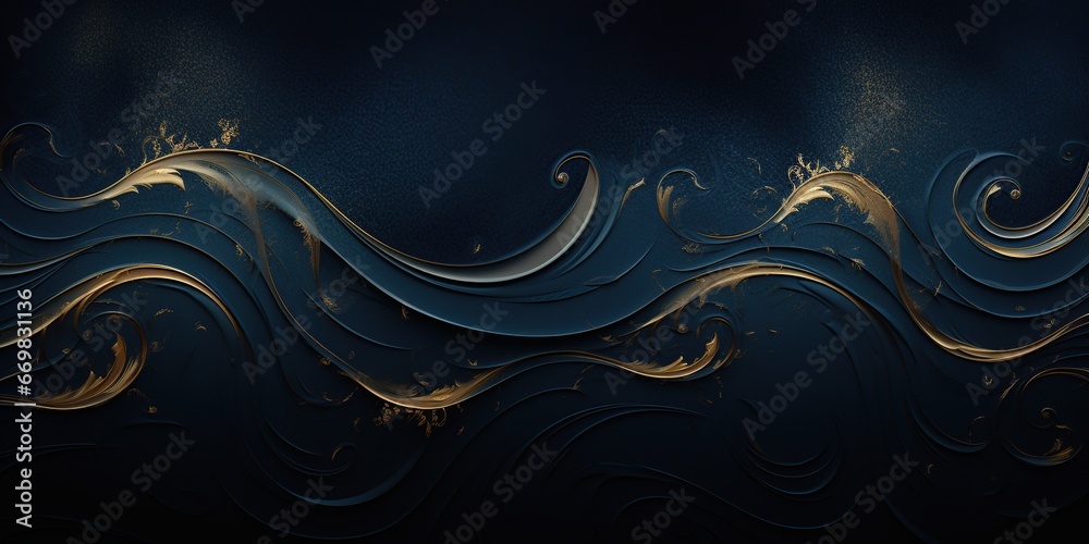 Elegance in Midnight Blue and Gold: An image that captures elegance with a deep midnight blue background adorned with shimmering gold elements, producing a luxurious and opulent atmosphere. Elegance in Midnight Blue and Gold: An image that captures elegance with a deep midnight blue background adorned with shimmering gold elements, producing a luxurious and opulent atmosphere.