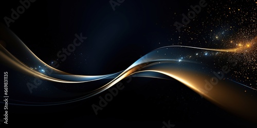 Elegance in Midnight Blue and Gold: An image that captures elegance with a deep midnight blue background adorned with shimmering gold elements, producing a luxurious and opulent atmosphere.