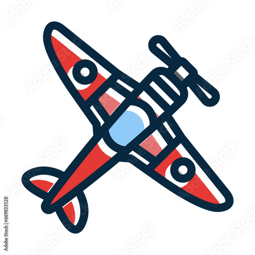 Airplane Vector Thick Line Filled Colors Icon Design
