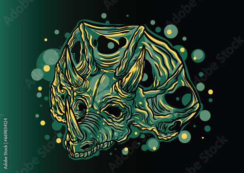 Aggressive demon beast head in colorful style vector illustration