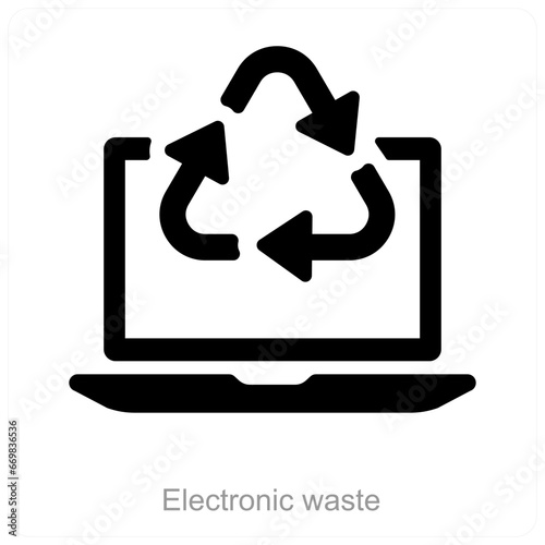 Electronic waste and recycle icon concept