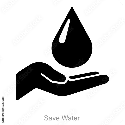 Save Water and prevention icon concept