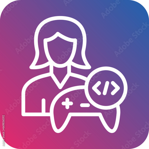 Vector Design Game Developer Female Icon Style