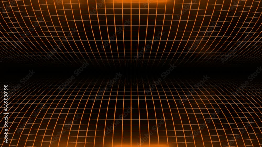 Hi-tech Orange square pattern futuristic technology grid on black background