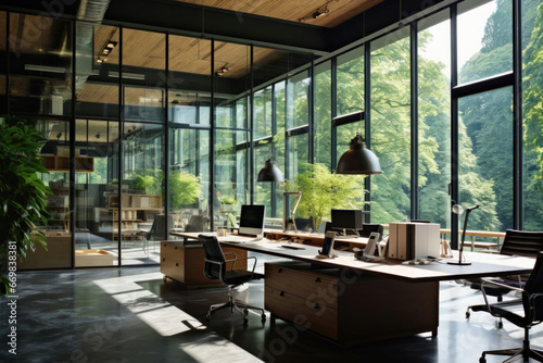 Modern office interior with large windows © Nino Lavrenkova