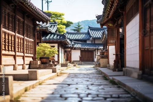 Beautiful view of traditional Hyangwonjeong pavilion. korean pavilion. traditional korean house.  © Gasi