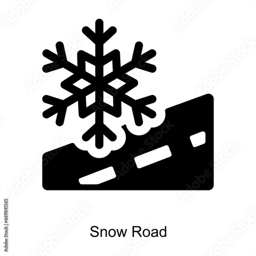 Snow Road and snowfall icon concept