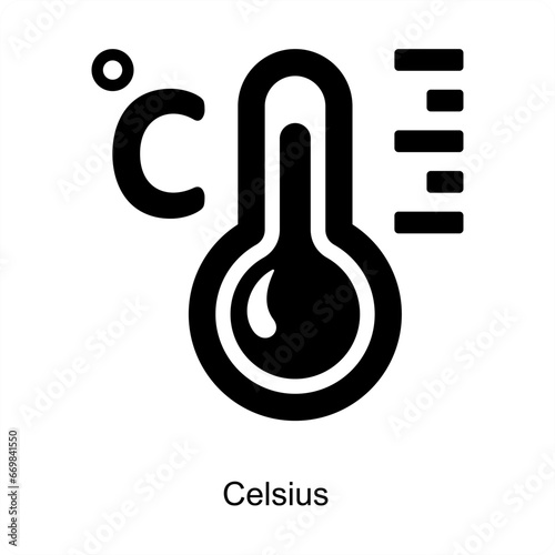 Celsius and temperature icon concept