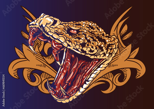Aggressive demon beast head in colorful style vector illustration