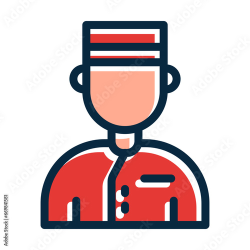 Bellboy Vector Thick Line Filled Colors Icon Design Vector Thick Line Filled Colors Icon Design