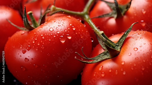 stockphoto, A group of red tomatoes with droplets. Concept of healthy food. Fresh vegetables. Concept of vitamines. Vegan food. © Dirk