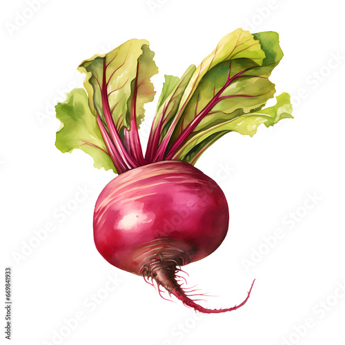 Fresh Beetroot with Leaves Isolated PNG