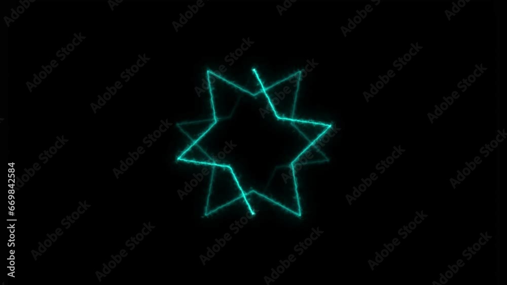 Abstract Neon light star frame cyan color loading background 4k animation. Abstract Neon light star frame cyan color loading background 4k animation.