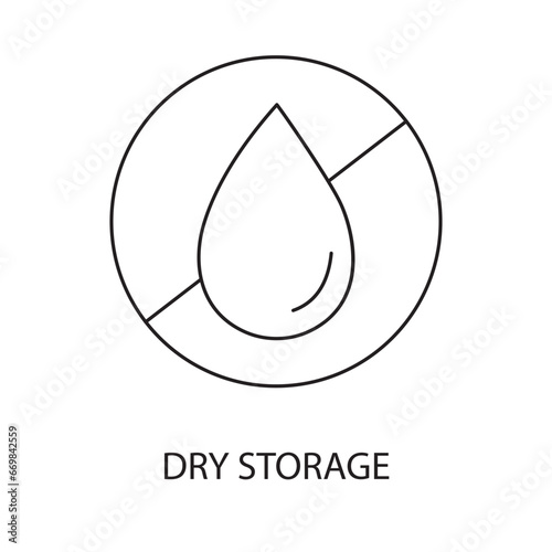 Dry storage line vector for food packaging, illustration of a drop in a crossed out circle.