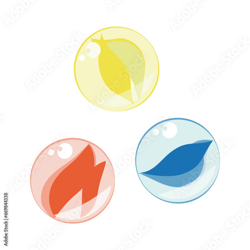 日本の昔のおもちゃ　ビー玉のイラスト素材