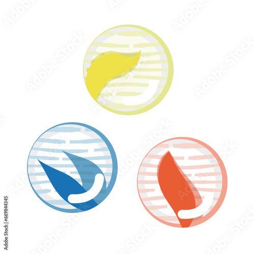 日本の昔のおもちゃ　おはじきのイラスト素材