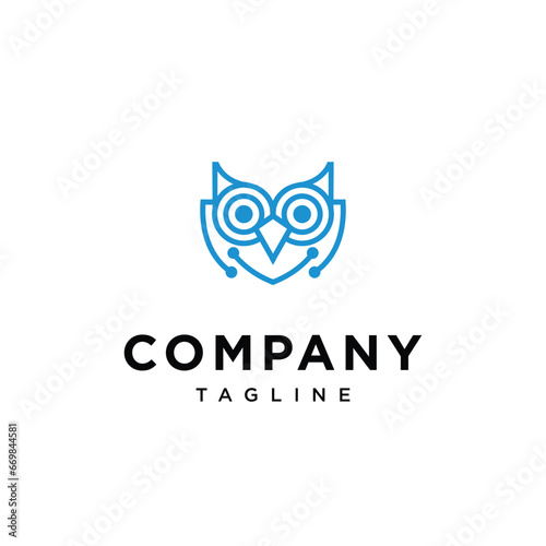 Techno owl logo icon vector template.eps