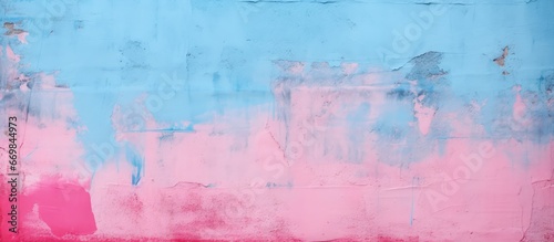 Background or texture with pink and blue painted wall