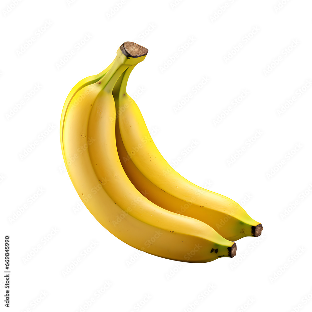 Ripe Yellow Bananas in a Row Isolated PNG