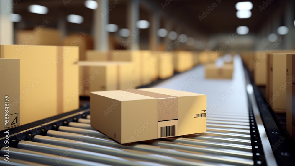 Closeup of multiple cardboard box packages seamlessly