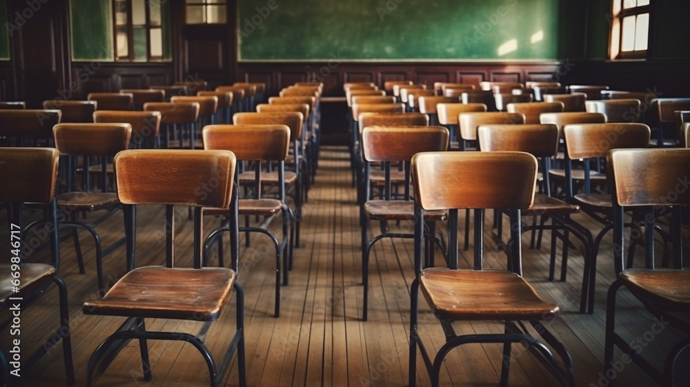 Empty classroom in the morning