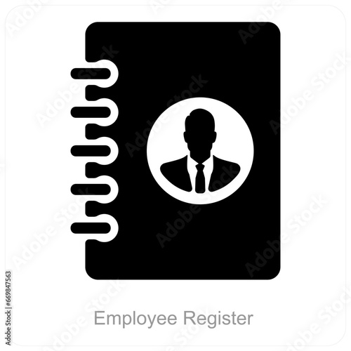 Employee register and address icon concept