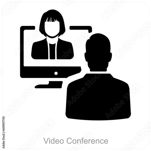 Video Conference and conference icon concept
