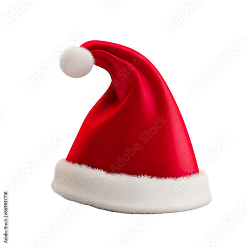 Christmas santa cap hat isolated on a white transparent background 