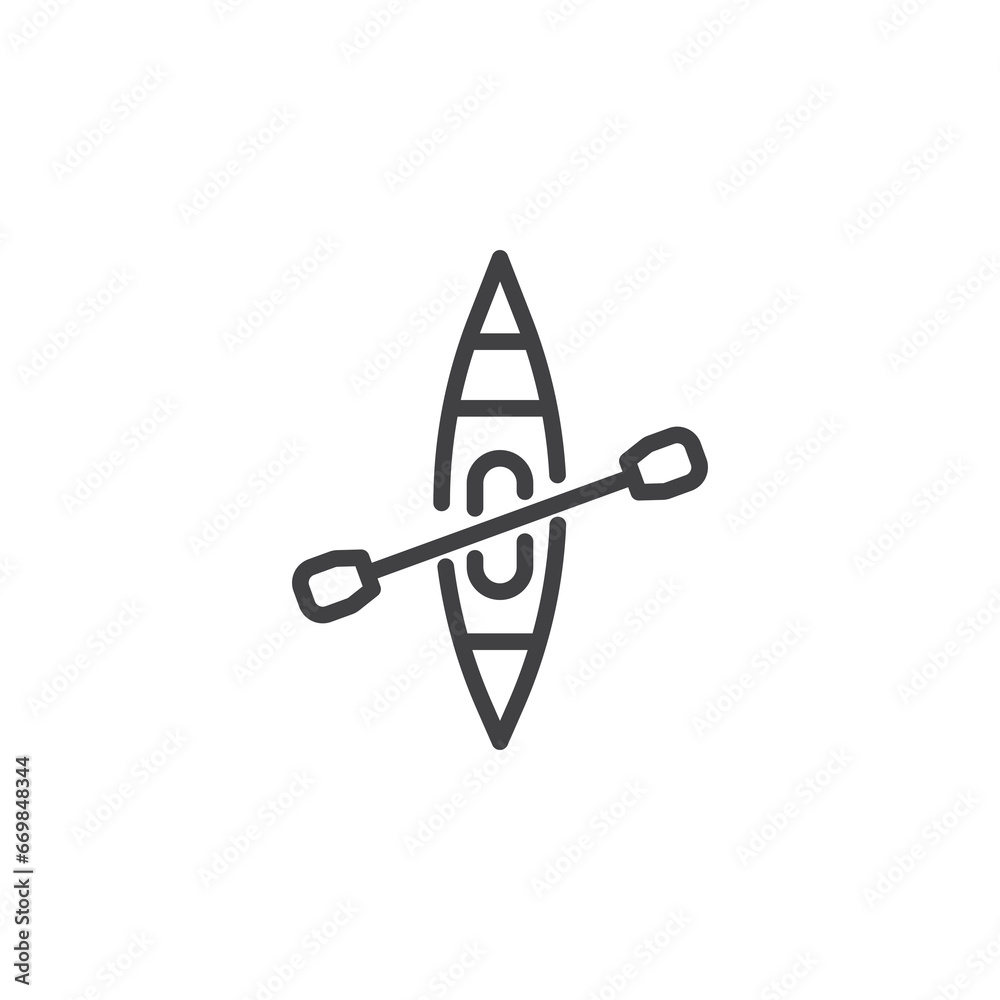 Kayaking sports line icon