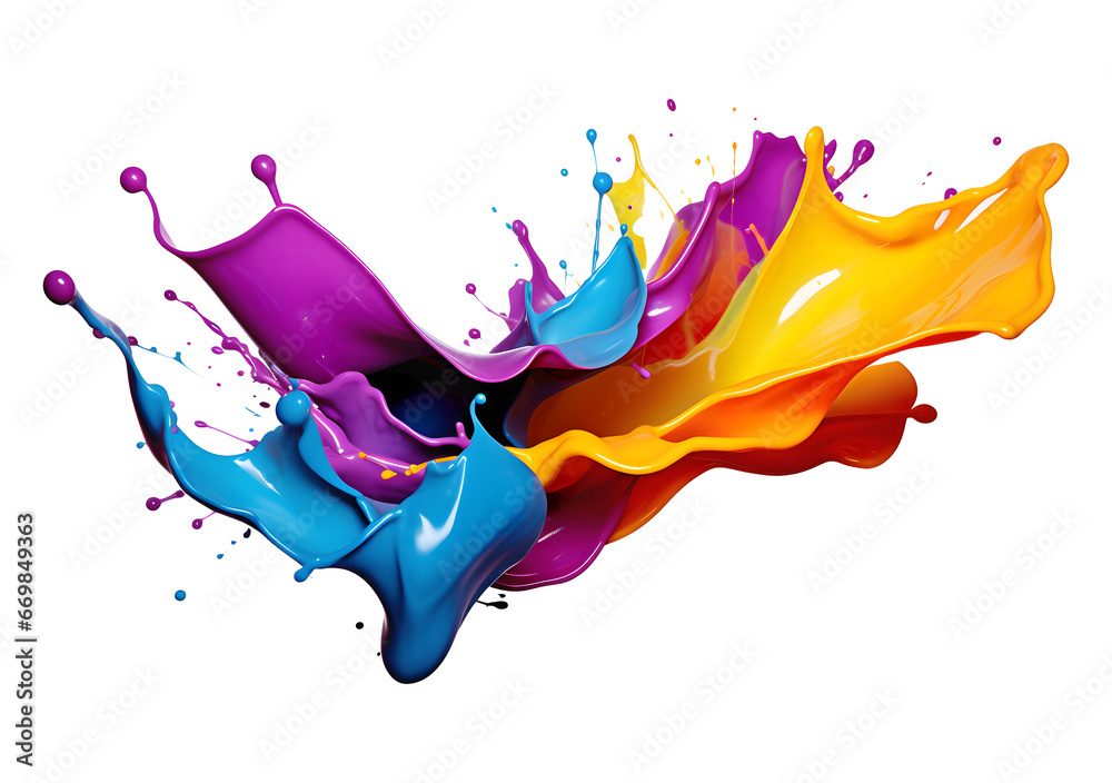 Dynamic paint splash, exploding of colors Isolated png Stock ...