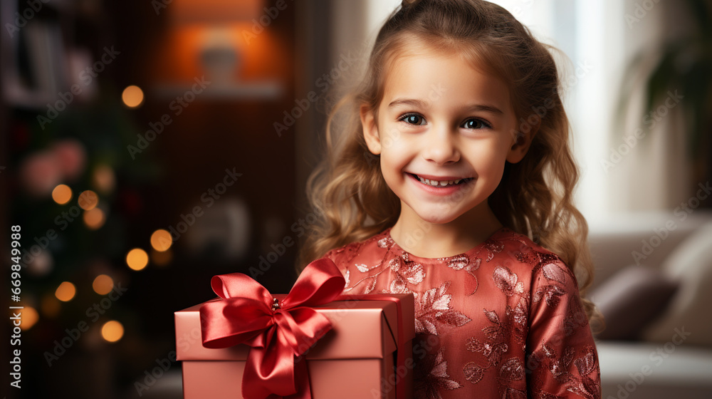 Kid holding a gift. a child with a gift Kid holding a gift. a child with a gift