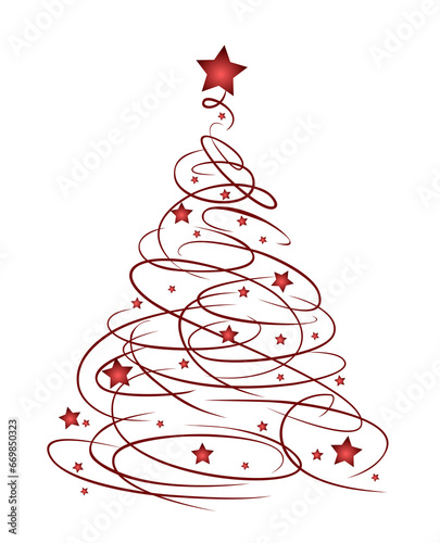 The red christmas tree with stars.