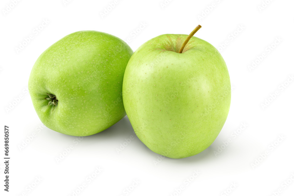 two green apples isolated on white background. clipping path two green apples isolated on white background. clipping path