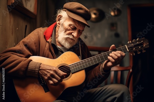 Old man playing guitar