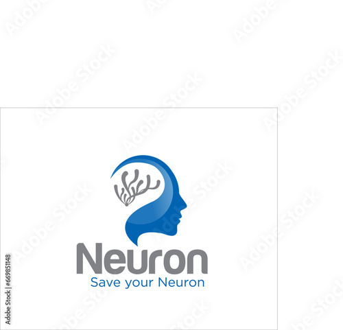 neuron health care logo designs with head figure