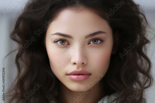 Stunning young woman with flowing dark hair. Perfect for beauty, fashion, or lifestyle concepts.