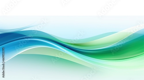 Abstract green and blue waves with white background