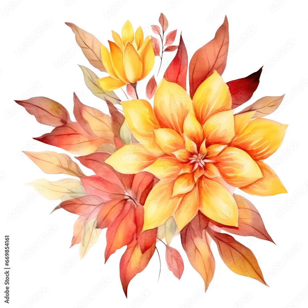Fototapeta premium watercolor autumn flower clipart