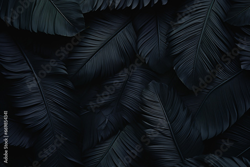 black and green tropical leaves background © msroster