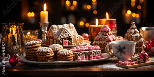 Christmas Culinary Traditions: Gingerbread House Extravaganza. Holiday Gingerbread: A Table of Delightful Treats