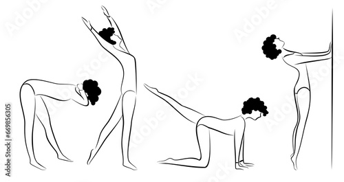 The set figures of womans gymnasts.