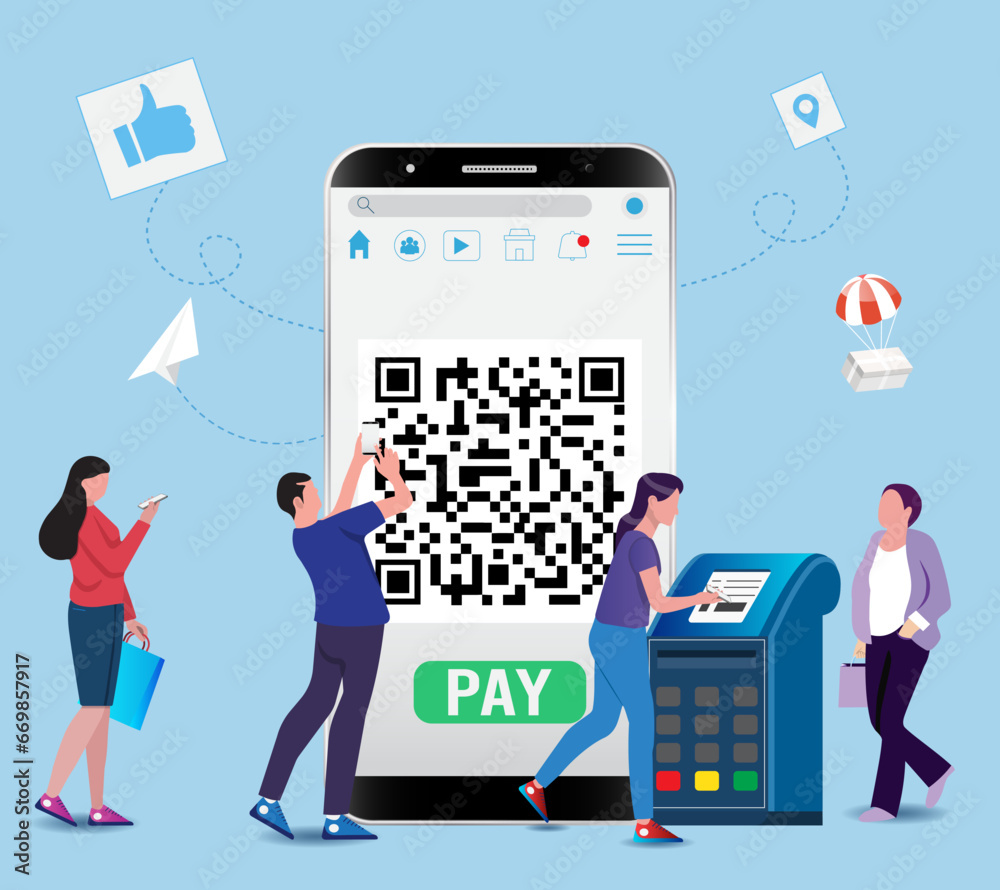 Vetor de Financial Technology with Contactless payment and cashless ...