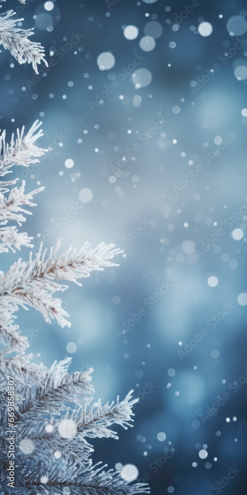 A close up view of a tree covered in snow. Perfect for winter-themed designs and nature illustrations.