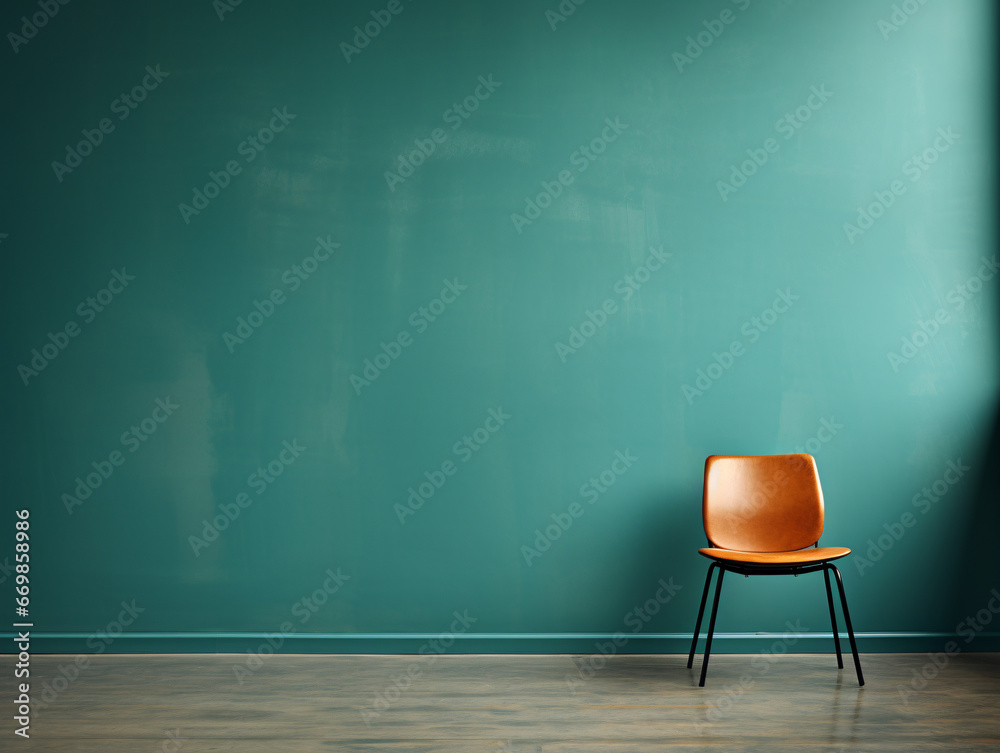 Large Empty Teal Chair in Corner Large Empty Teal Chair in Corner