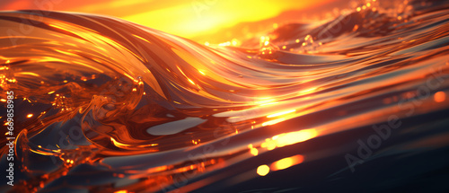 An abstract ocean wave concept with gold lights, suitable for use as a background, wallpaper, or wall art.