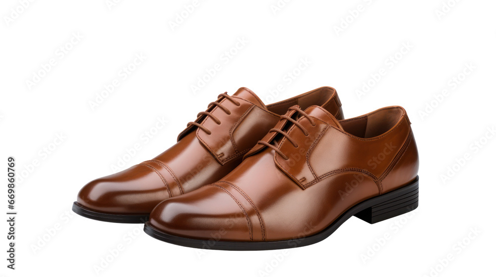 Men's brown casual shoes on a transparent background