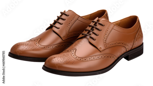 Men's brown casual shoes on a transparent background