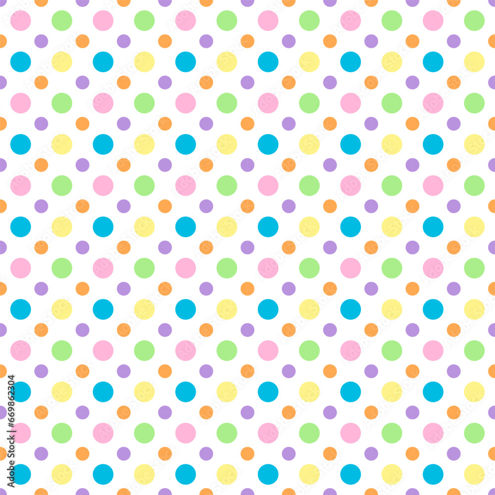 Polka dots seamless pattern , colorful vector dots illustration on white background. 