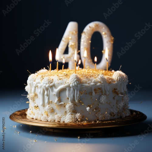Birthday cake rof 40th birthday, AI generated photo